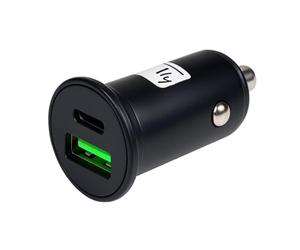Techly 622571 Mini Caricatore da Auto USB-A e USB-C™ 5V/4A Nero Nero