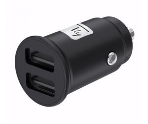 Techly 622588 Mini Caricatore da Auto 2 Porte USB-A 5V/2.4A Nero Nero