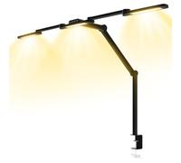 Techly 622724 Lampada LED a Tripla Sorgente Luminosa con Braccio Regolabile e Attacco a Morsetto Nero