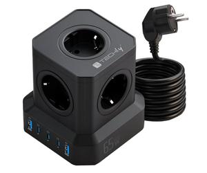 Techly 622946 Multipresa da Tavolo USB Cube 5p 2xUSB-A 3xUSB-C™ Nero