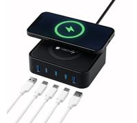 Caricatore multiporta 65W wireless I CHARGE WR65AC 3 USB C 2 USB A compatto nero