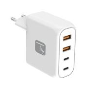 Techly 623998 Caricatore Alimentatore 2 Porte USB-C™ e 2 Porte USB-A da Muro 100W per Smartphone o Tablet Bianco