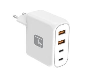 Techly 623998 Caricatore Alimentatore 2 Porte USB-C™ e 2 Porte USB-A da Muro 100W per Smartphone o Tablet Bianco