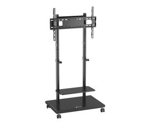 Techly 624353 Supporto Mobile da Pavimento con Altezza Regolabile e Mensole, per TV da 37-75" Nero