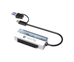 Techly 624360 Adattatore USB-C™ USB-A 2 in 1 a SATA 2.5" Bianco/Nero