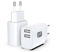 Techly 624407 Caricatore Alimentatore 2X USB-A 12W da Muro Bianco