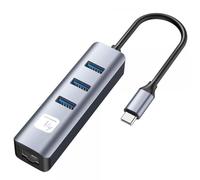 Techly Adattatore Convertitore USB-C™ a RJ45 Gigabit con Hub 3 Porte USB 5 Gbps
