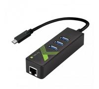 Techly Adattatore Convertitore USB-C™ Ethernet Gigabit con Hub 3 porte USB
