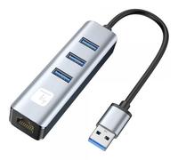 Techly Adattatore Convertitore USB tipo A a RJ45 Gigabit con Hub 3 Porte USB 5 G