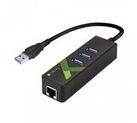 Techly Adattatore Convertitore USB3.2 Ethernet Gigabit con Hub 3 porte