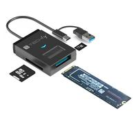Techly Adattatore USB-A/USB-C™ a NVME/SATA M.2 con Lettore Memorie SD/TF