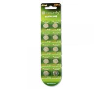 Techly Batteria a Bottone Alcalina AG13 LR44 A76 GP76A 357 (set 10 pz)
