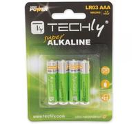 Techly Blister 4 Batterie High Power Mini Stilo AAA Alcaline LR03 1.5V