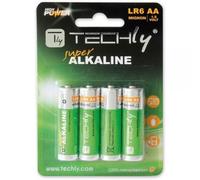 Techly Blister 4 Batterie High Power Stilo AA Alcaline LR06 1,5V