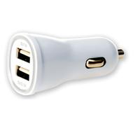 Techly Caricatore da Auto Universale 2 Porte USB 5V 1A&2.1A Bianco