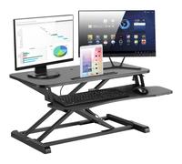 Techly Convertitore da Scrivania In Piedi Sit Stand con Molla a Gas e Vassoio Po