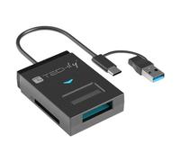 Techly 622298 Adattatore USB-A/USB-C™ a NVME/SATA M.2 con Lettore Memorie SD/TF Nero