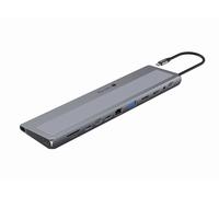 Techly Docking Station Hub USB-C 12 in 1 con HDMI 4K60, DisplayPort, VGA, RJ45, SD/MicroSD