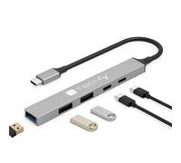 Techly Hub USB 3.2 a 5 porte USB-A/USB-C™ Slim in Metallo
