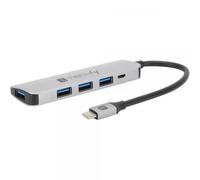 Techly Hub USB-C™ SuperSpeed 4 Porte USB3.0 con PD, Alluminio