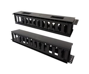 Techly I-CASE CABLE-FR2 Organizer per cavi 2U per armadi rack da 19" con copertura, nero