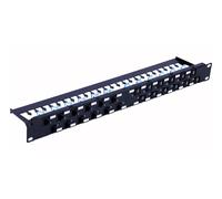 Techly Pannello Patch 367836 - 24 posti RJ45 Cat.6A, uscita inclinata 1U - Nero