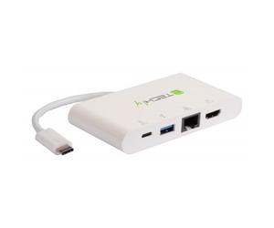 Techly IADAP USB31-DOCK1 Adattatore USB-C a HDMI 4K, USB-A 3.0, RJ45 Gigabit, USB-C PD
