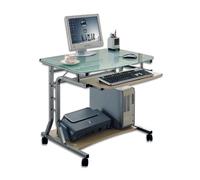 ICA-TB 3791A - Scrivania per PC Compatta in Metallo e Vetro con Ruote