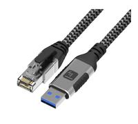 Techly 369656 Cavo USB 3.2 Tipo A Maschio a Ethernet RJ45 Maschio 1m Nero/Argento