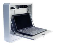 Techly ICRLIM01W2 Armadietto per laptop da parete anti-furto da 19" con ripiano - Bianco