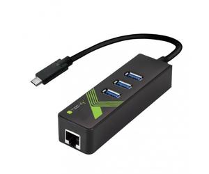 Techly IDATA USB-ETGIGA-3C2 Scheda di rete/adapter USB-C a RJ45 Gigabit, hub 3x USB 3.0
