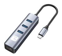 Techly Adattatore Convertitore USB-C™ a RJ45 Gigabit con Hub 3 Porte USB 5