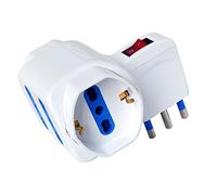 Techly IUPS-PCP-2I2S-SP16 Type L (IT) Type L (IT) + Type F White power plug adapter - Power Plug Adapters (80 mm, 63 mm, 90 mm, 151 g)