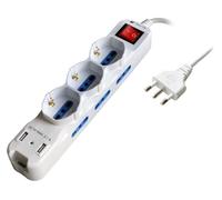 Techly Multipresa 6 Posti Italiana Bipasso con 2 Prese USB Bianca