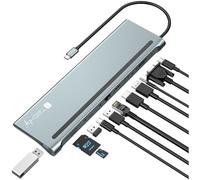 Techly IUSB31C-DOCK12DPHD replicatore di porte e docking station per laptop Cablato USB 3.2 Gen 1 (3.1 Gen 1) Type-C Grigio - Nouvo
