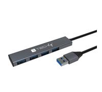 Techly IUSB32-HUB4A-4U3SL replicatore di porte e docking station per laptop Cablato USB 3.2 Gen 1 (3.1 Gen 1) Type-A Grigio NEW