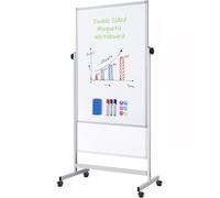 Techly 622045 Lavagna Magnetica Bifacciale 80x120cm con Ruote e Altezza Regolabile