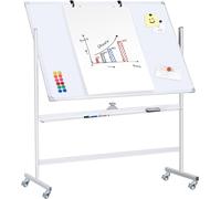 Techly Lavagna Magnetica Bifacciale 90x120 cm con Ruote e Mensola per Pennarelli