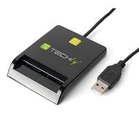 TECHLY lettore di smart card usb esterno nero per firma digitale compatibile con cns cie crs plug and play pc mac linux cavo integrato 1.2 m