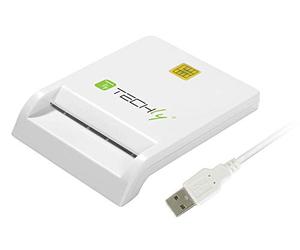 Techly Lettore/Scrittore di Smart Card Usb 2.0 Compatto Bianco I-CARD CAM-USB2TY
