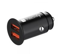 Techly Mini Caricatore da Auto 2 Porte USB-A Ricarica veloce 36W Metallo Nero