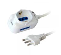 Techly 300286 Multipresa 2 Posti Italiana Bipasso / 1 Schuko Bianco