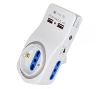 Techly Multipresa 3 Posti e 2 Porte USB con Supporto per Smartphone e Luce Nottu