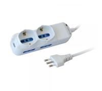 Techly Multipresa 4 posti Italiana Bipasso 2 Schuko Bianco