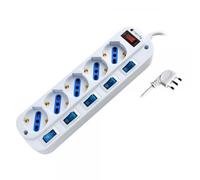 Techly Multipresa 5 Posti Bipasso con Interruttori indipendenti e protezione da