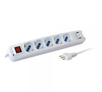 Multipresa a 5 Posti Italiana 10/16A Bipasso / Schuko con 2 Prese USB