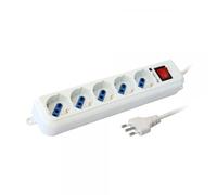 Techly 103908 Multipresa 5 Posti Italiana Bipasso/Schuko Cavo 5m Bianco