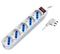Techly Multipresa 103038 5 posti Italiana Bipasso/Schuko con spina 10A Bianco