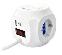 Techly Multipresa a Cubo 4 Posti con USB-A e USB-C™ QC3.0 e Ricarica Wirel