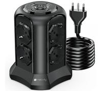 Techly Multipresa da Tavolo a Torretta Salvaspazio 8 Prese Schuko 2 USB-A e 2 US